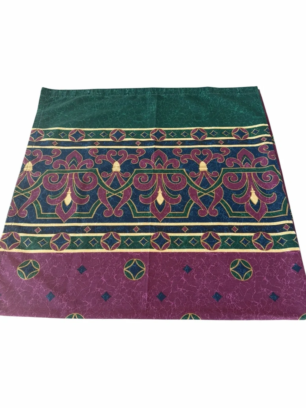 VTG 90s Springs Amalfi Geometric Shower Curtain Green Burgundy Diamond 69x69 GUC